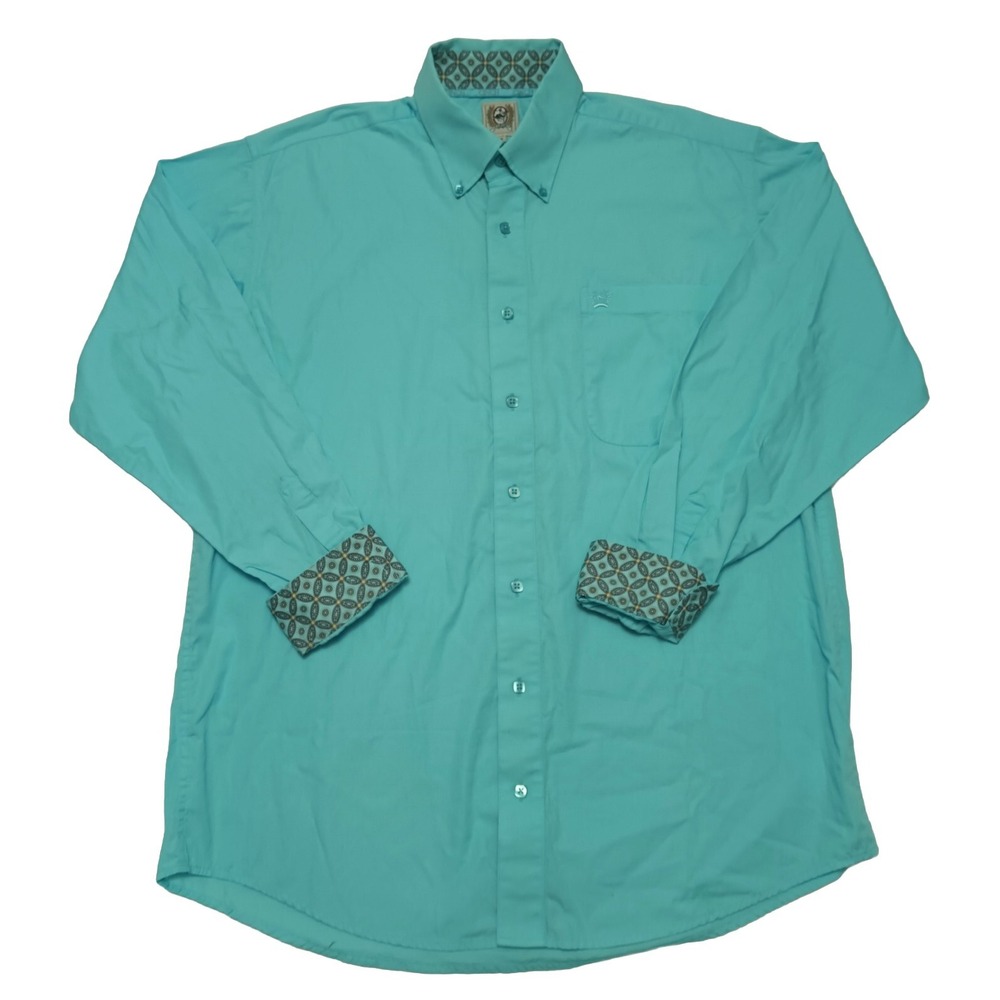 Cinch Shirt Men Small Button Down Light Blue Flip Cuff Long Sleeve Western Rodeo